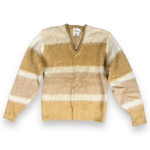 Vintage 60s Mohair Shaggy Cardigan Mustard Yellow Kurt Cobain Grunge Sz M